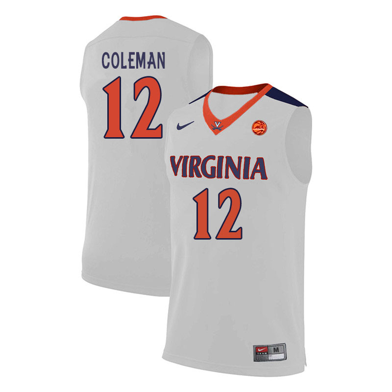 Men #12 Chase Coleman Virginia Cavaliers College Basketball Jerseys Sale-White